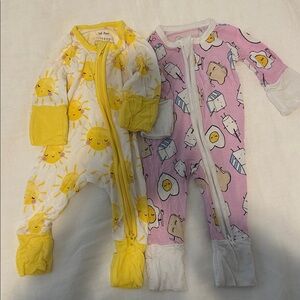 Little Sleepies Yellow and Pink Kids One Pieces